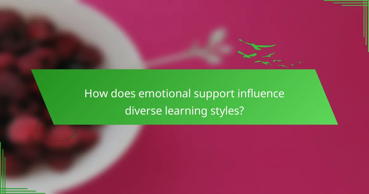 How does emotional support influence diverse learning styles?