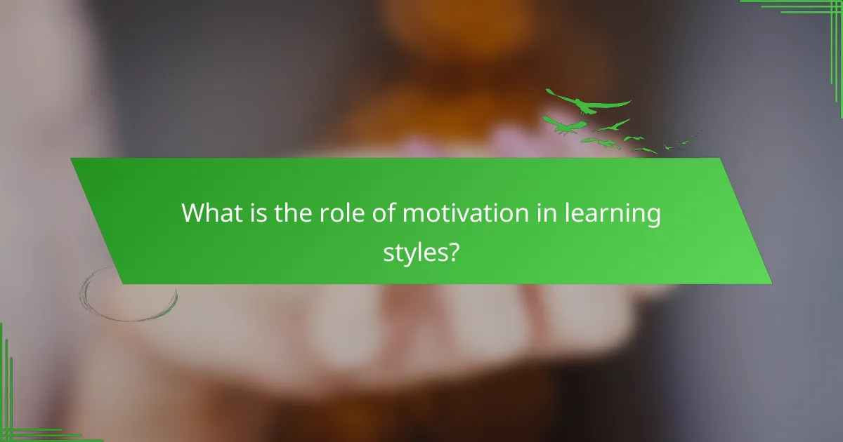 What is the role of motivation in learning styles?