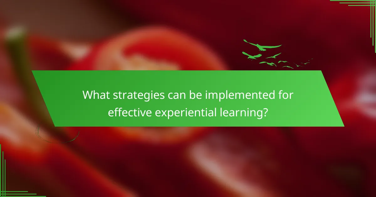 What strategies can be implemented for effective experiential learning?